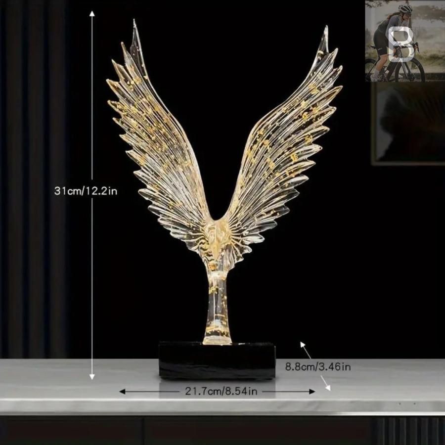 高品質 フローライト 天使の翼 手彫り ゴールドスタンド付き 高品質 フローライト 天使の翼 手彫り ゴールドスタンド付き
