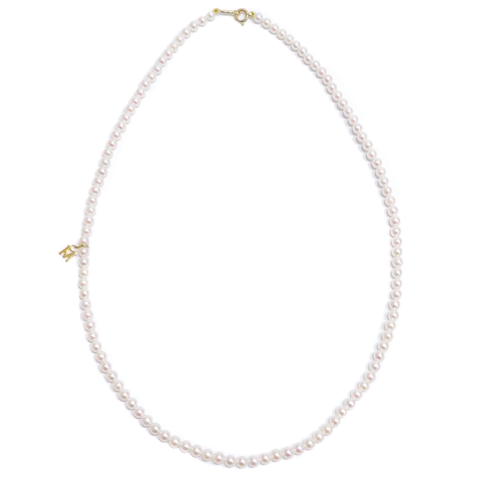 MIKIMOTO ミキモト K18YG Mチャーム ベビー パール 約3.4mm位～約3.9mm