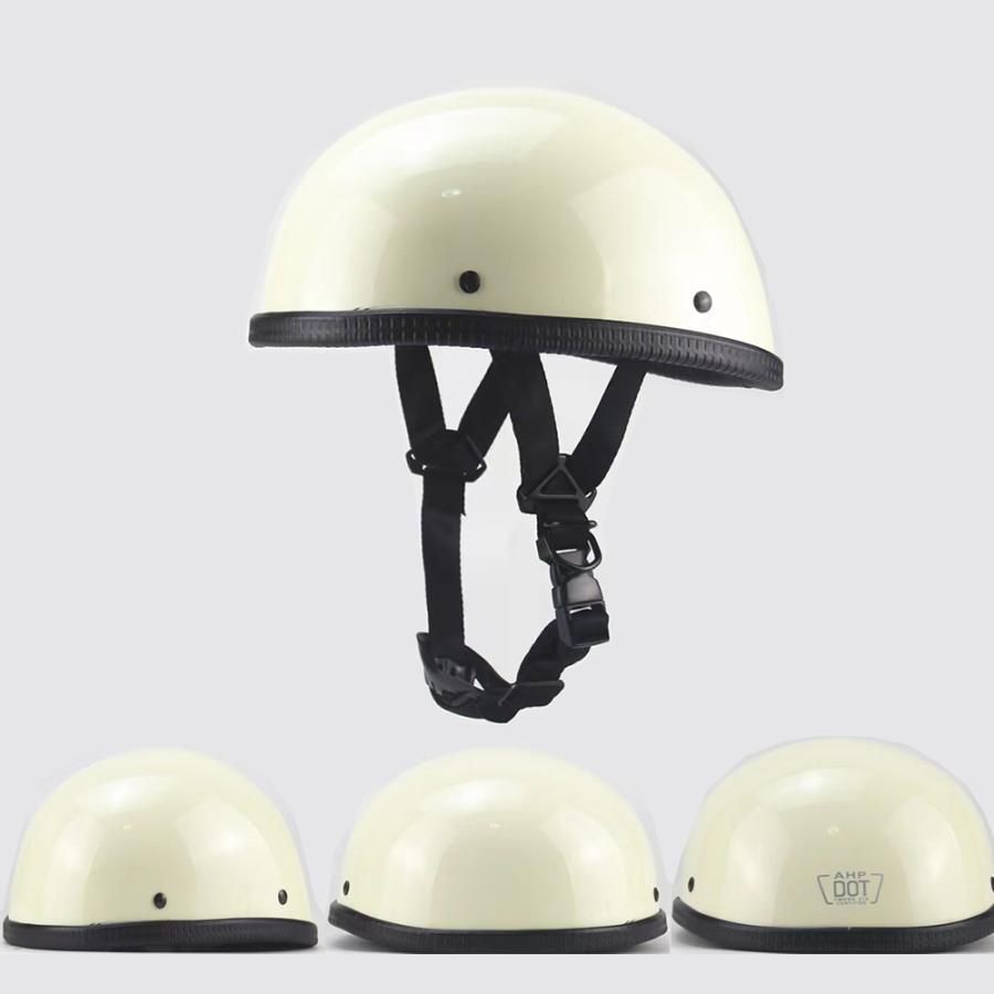 最安値大人気人気のポリヘルレトロハーフヘルメット S-XLハーフジェットヘルメットアイボリー セキュリティ・セーフティ