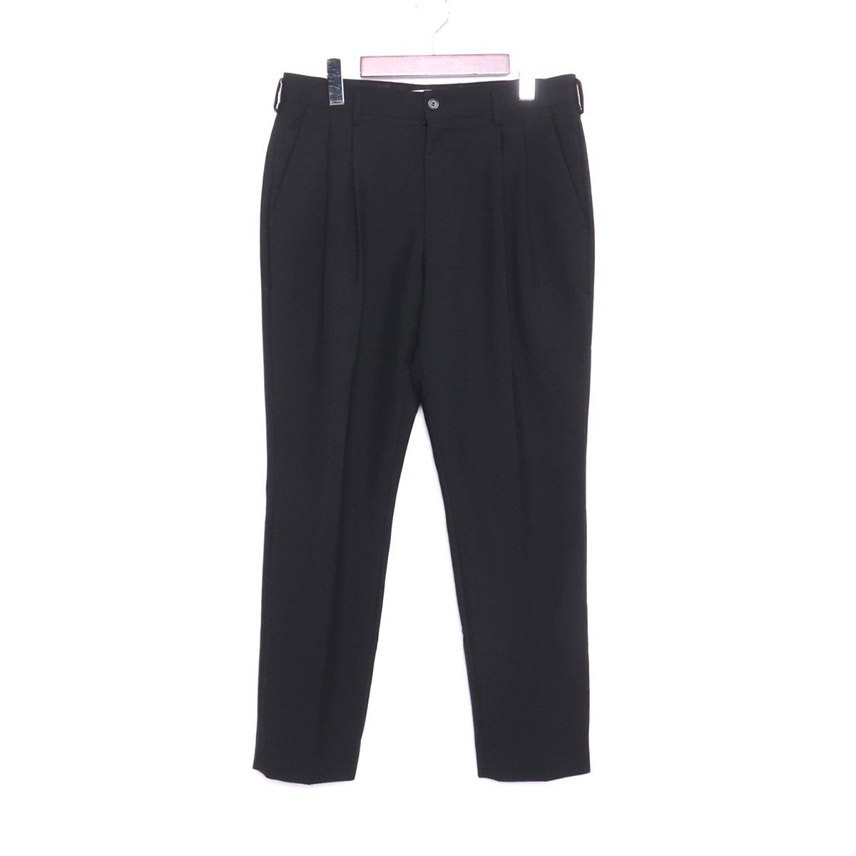 2tuck slim tapered fit スラックス パンツ 販売 black