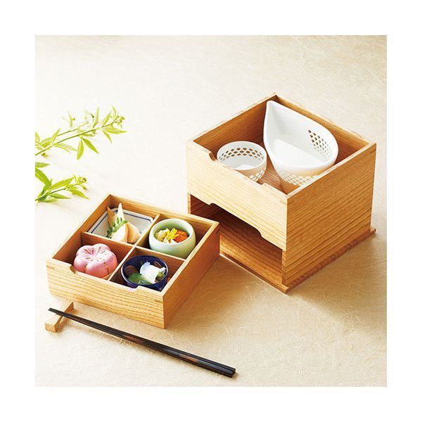 ヤマコー 用美 業務用 タモ二段料理箱 引出付 yamaco38196