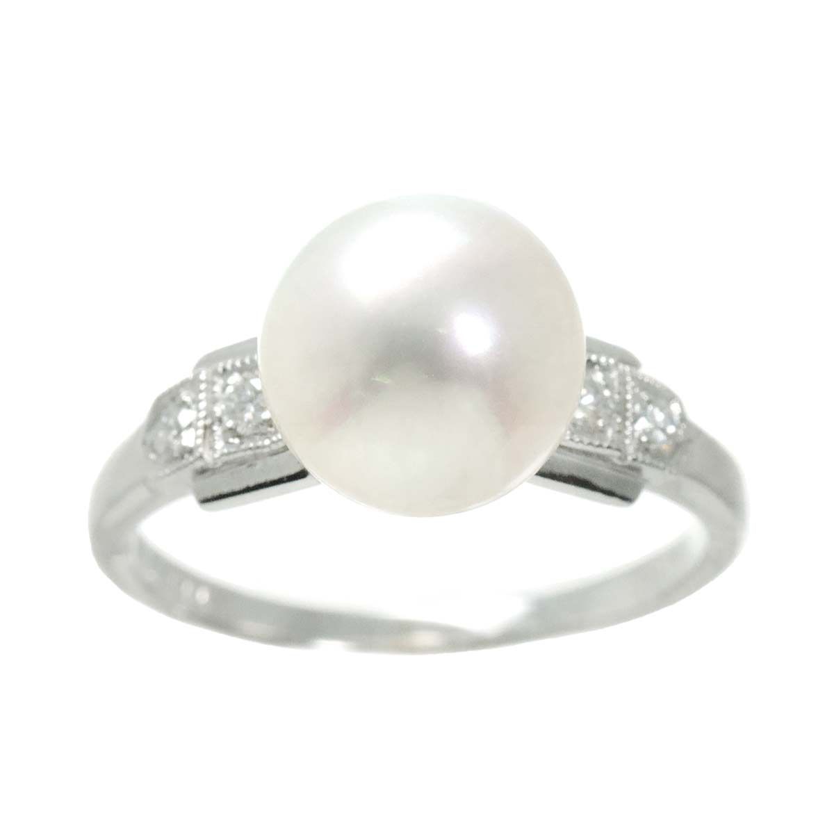 ミキモト MIKIMOTO 9号 リング アコヤ真珠 8.7mm ダイヤ K14 WG ホワイトゴールド 585 真珠 指輪 Akoya Pearl  Ring 90228293