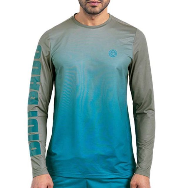 「海外サイズ」BIDI BADU(ビディバドゥ) メンズ ATHLETICS ベントリス ムーブ プリント 長袖Tシャツ M3330003-GRPT グレー×ペトロール(23y3mトレーニング)【メール便発送】(320519609)