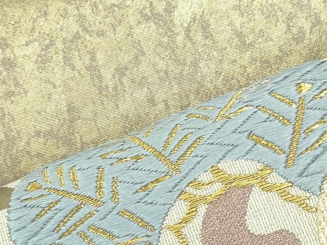 平和屋着物○西陣 高島織物謹製 六通柄袋帯 繻珍織 松 本金青銅箔 金糸  