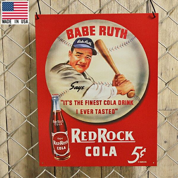 ベーブ・ルース ベーブ ブリキ看板 RED ROCK COLA レトロ調 ティンサイン サイン ルース レッドロックコーラ ルースの値段と価格推移は？｜146件の売買データからベーブ メジャーリーグ レトロなポスター : 昭和