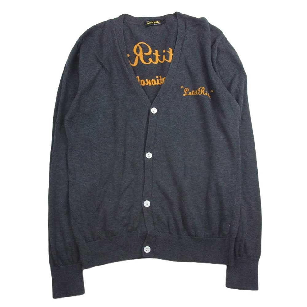 LET IT RIDE レットイットライド LIRNU09-01 ロゴ刺繍 Vネック カーディガン チャコール系 S【中古】