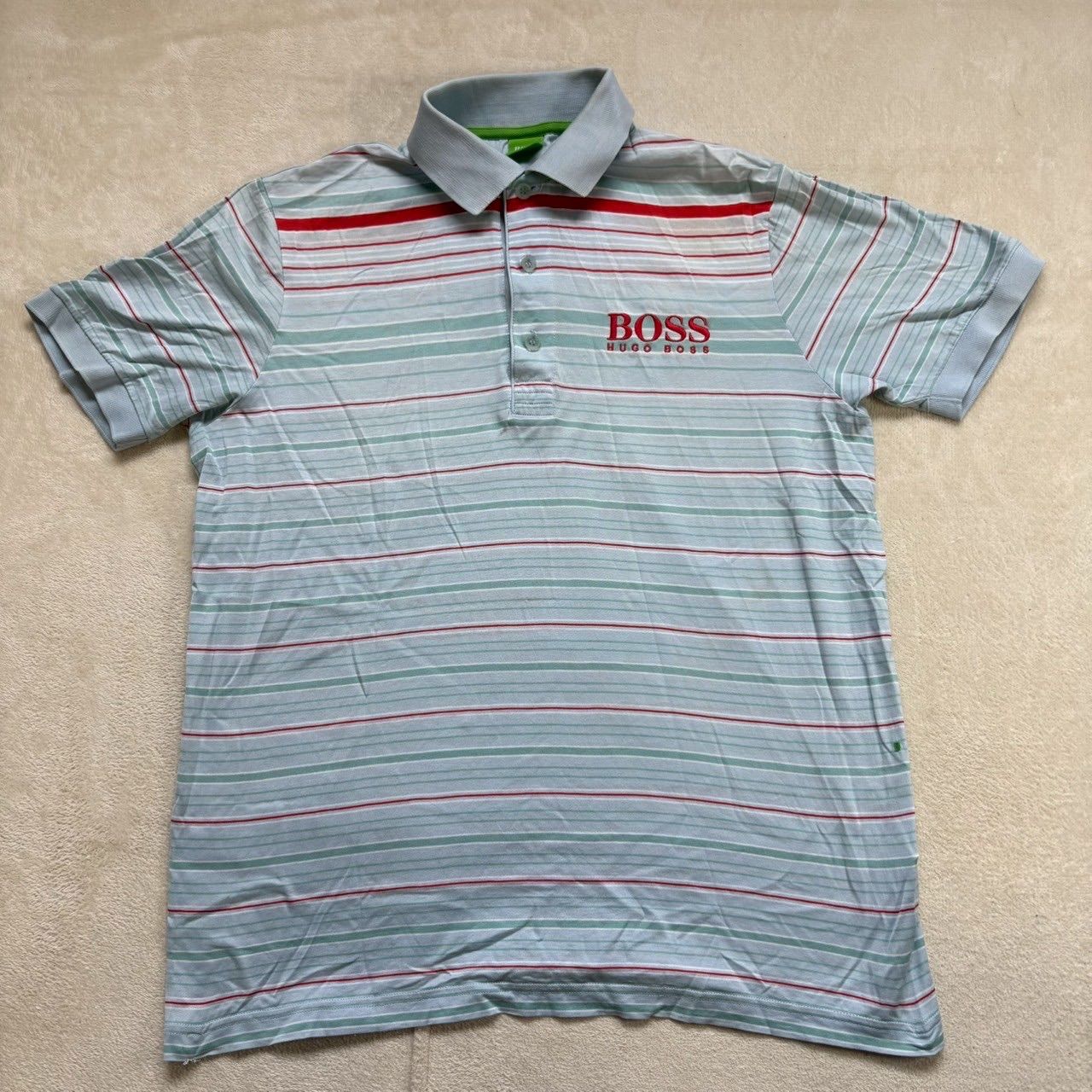 訳あり】Hugo BOSS （ヒューゴボス） 半袖ボーダーポロシャツ 刺繍ロゴ 