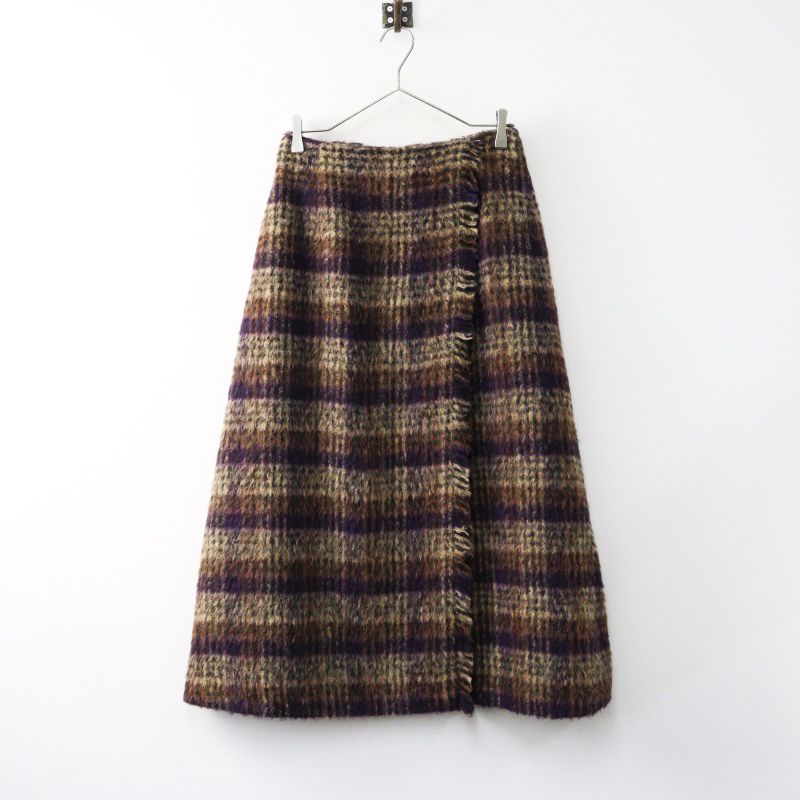 雅姫さん着 ハグオーワー クロスアンドクロス Cloth-Cross BALLI シャギーチェックロング台形スカート 2 ベージュ 2400014424409