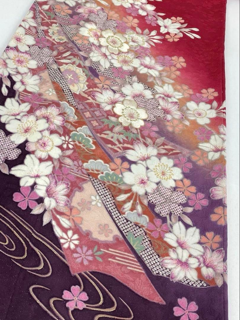 振袖 豪華 銀通し 刺繍 金駒 金彩 紋意匠 桜尽くし 身丈173cm MO2590