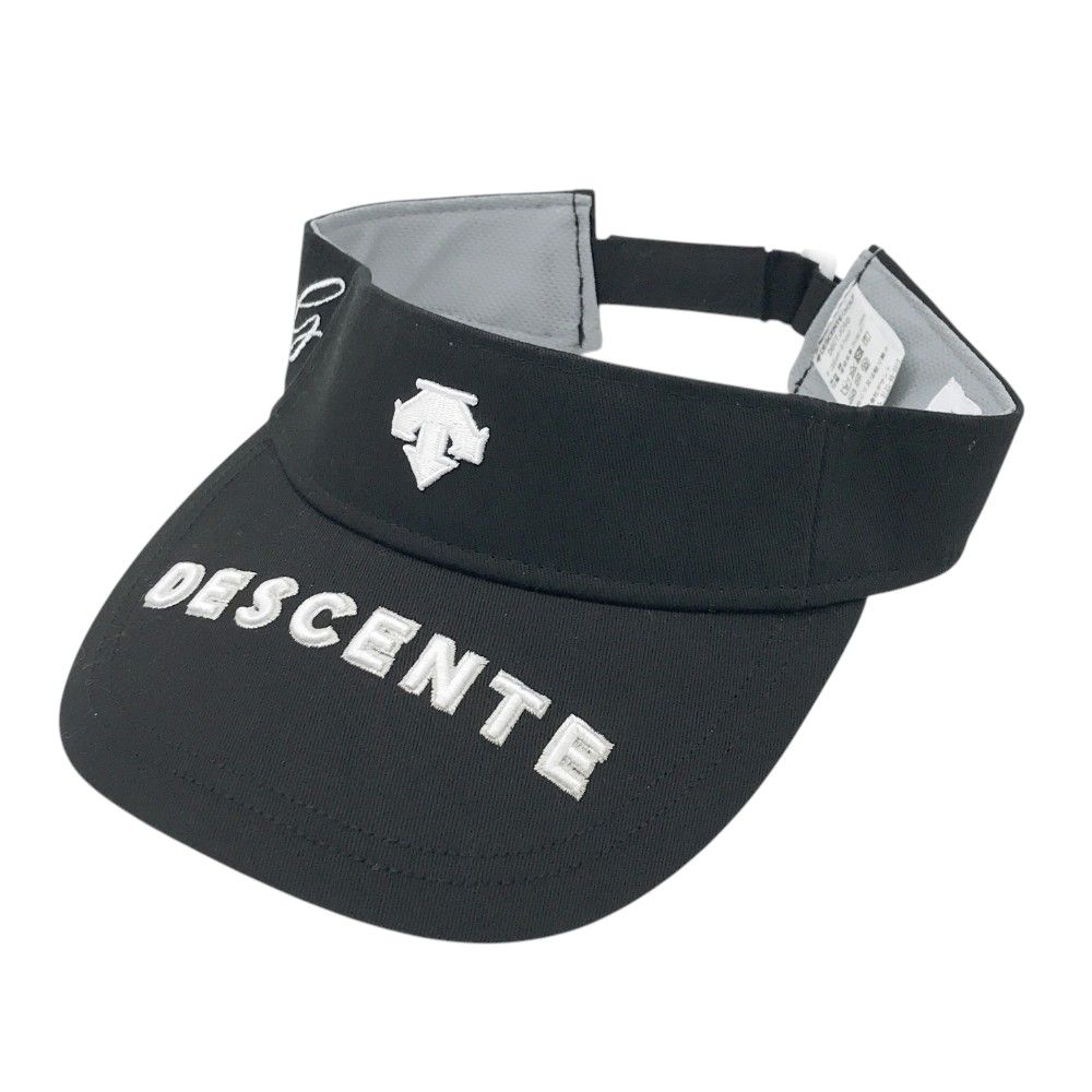【 新品 タグ付 】DESCENTE ホワイト バイザー 黒 ロゴ ゴルフ 刺繍 DESCENTE GOLF デサントゴルフ ロゴ刺繍 サンバイザー ブラック