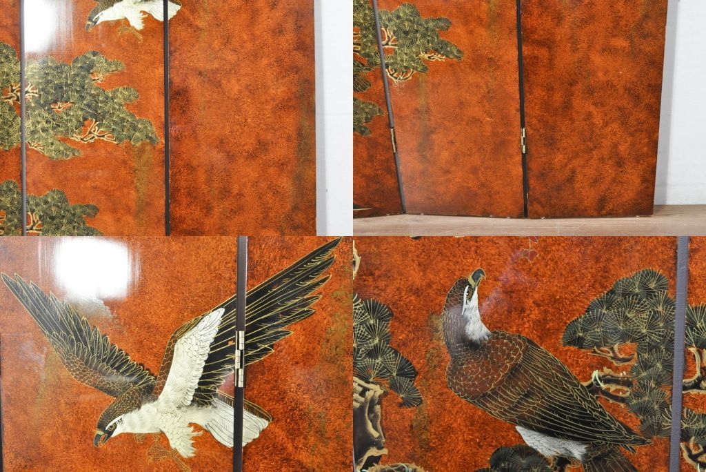 松、鷹衝立他✳︎2点セット 欄間（松と鷹）木製の彫刻装飾