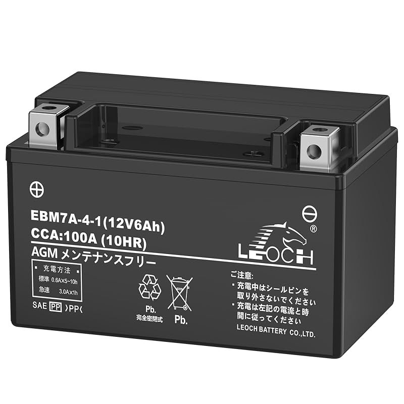 じ～もママ様確認用 LEOCH 12V 6Ah バイク用バッテリー EBM7A-4-I AGM メンテナンスフリー