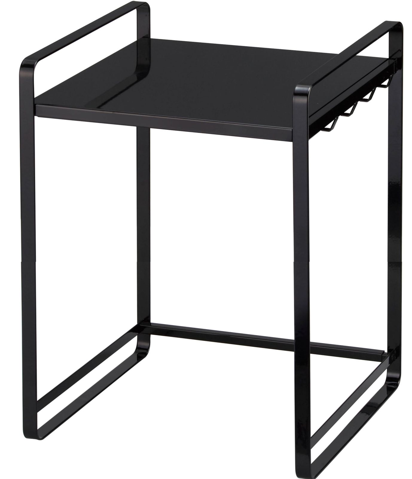 山崎実業 Yamazaki 伸縮 レンジラック ブラック 約W47.5 75×D35×H50cm タワー tower 電子レンジ 伸縮式 棚 フック付き 3131