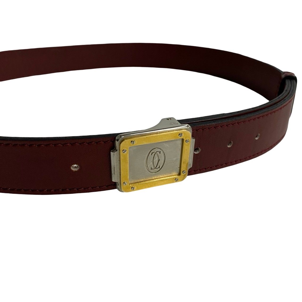 カルティエ　ベルト　レザー　ボルドー　マストライン　ロゴ金具 Cartier - □極美品□ Cartier カルティエ マストライン レザー