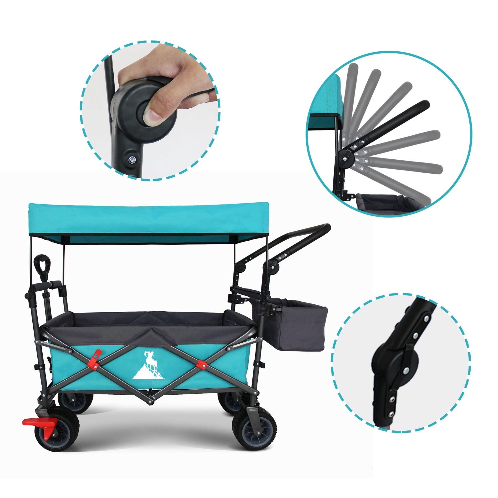 激安で季節を先取り。 商品 アウトドアワゴン 100L大容量 120kg耐荷重 ノーパンクタイヤ キャンプカート ブレーキ付 折りたたみ 屋根付き キャリーカート TOPWELL キャンプ用品 アウトドア用品 スカイブルー