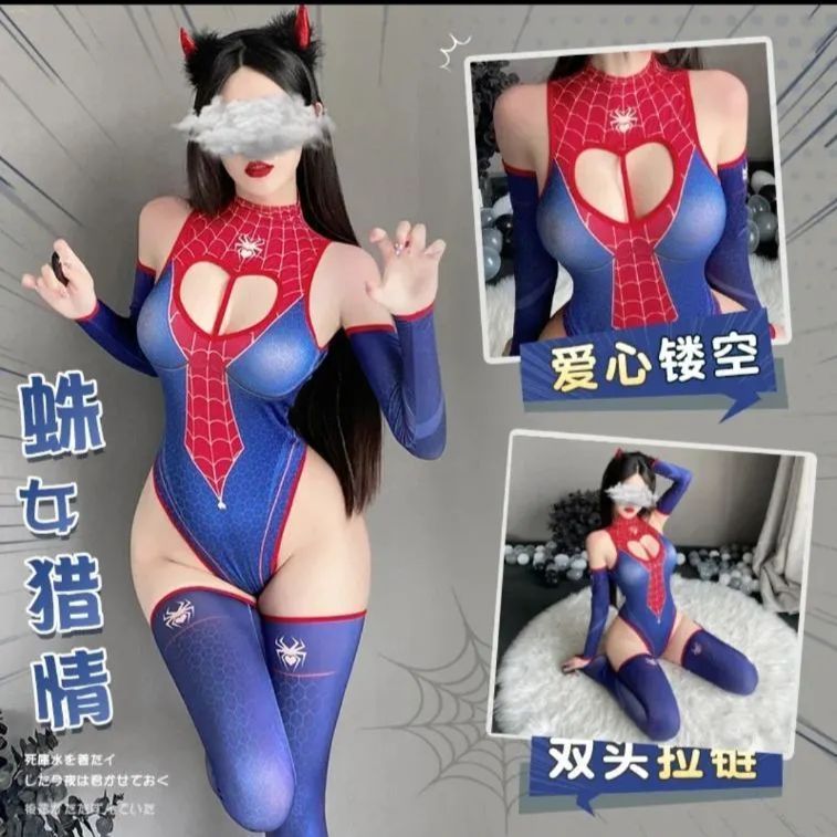 【新品】ハロウィン　スパイダーマン　スパイダーガール♥️コスプレ　セクシー　ファスナー付　可愛い　誘惑　衣装　仮装　イベント　コスチューム　プレゼント　ボディスーツ　バレンタインランジェリー