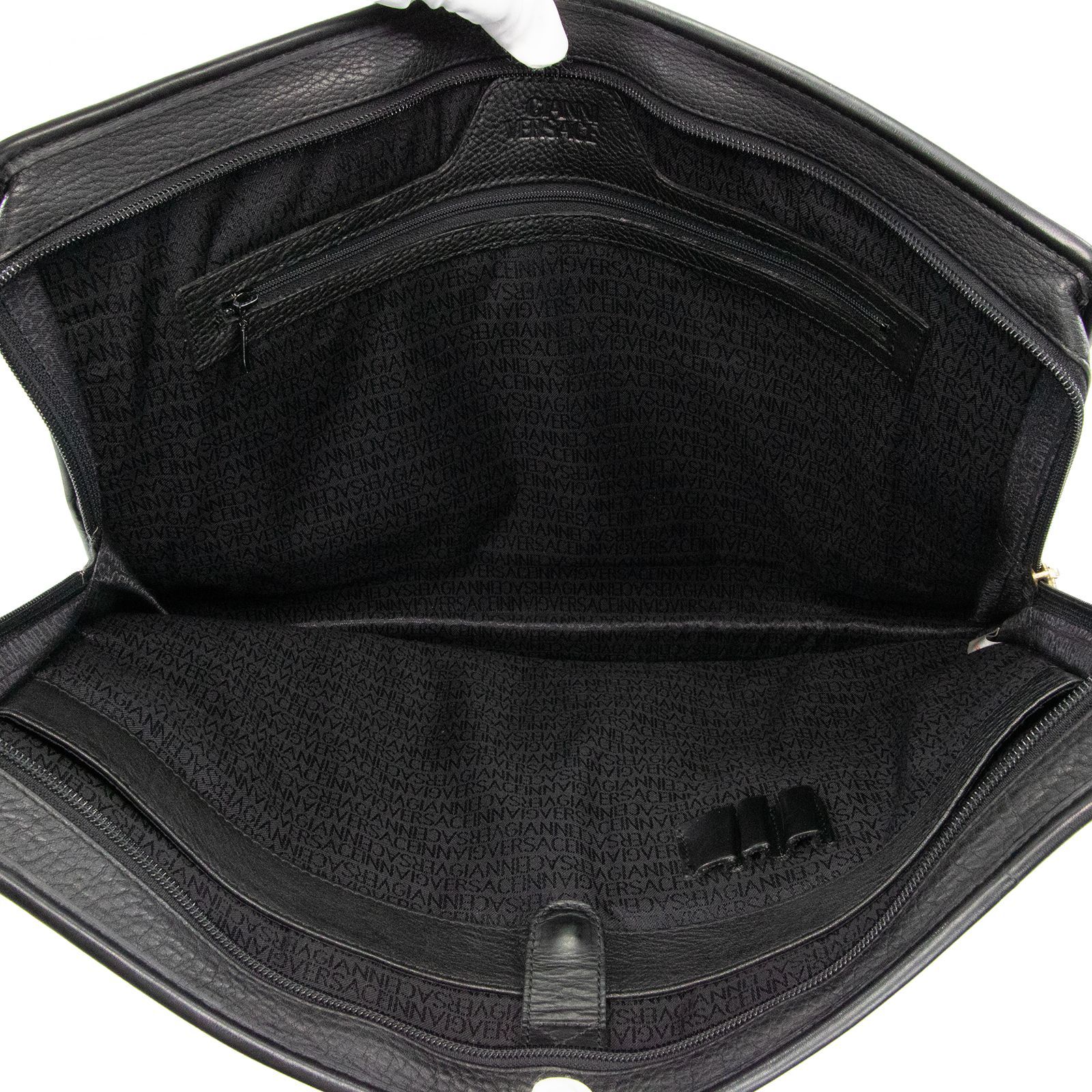 084 美品 GIANNI VERSACE ヴェルサーチェ サンバースト 本物 送料無料 ジャンニヴェルサーチェ 新品同様 ハンドバッグ