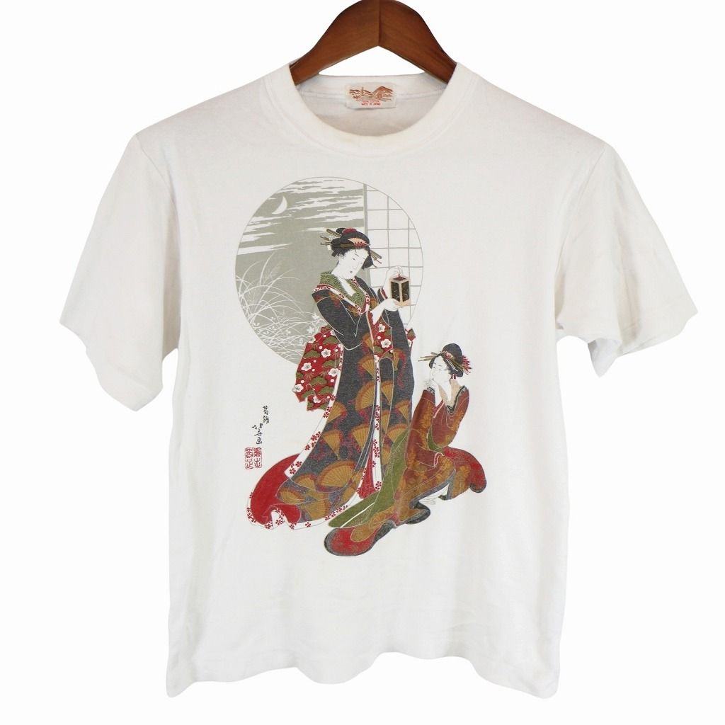 90年代 日本製 浮世絵プリント 半袖Tシャツ シングルステッチ 和柄 