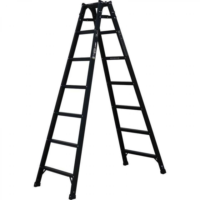 アルインコ はしご兼用脚立 幅広 ブラック KUR-210 脚立 高さ1.99ｍ 黒