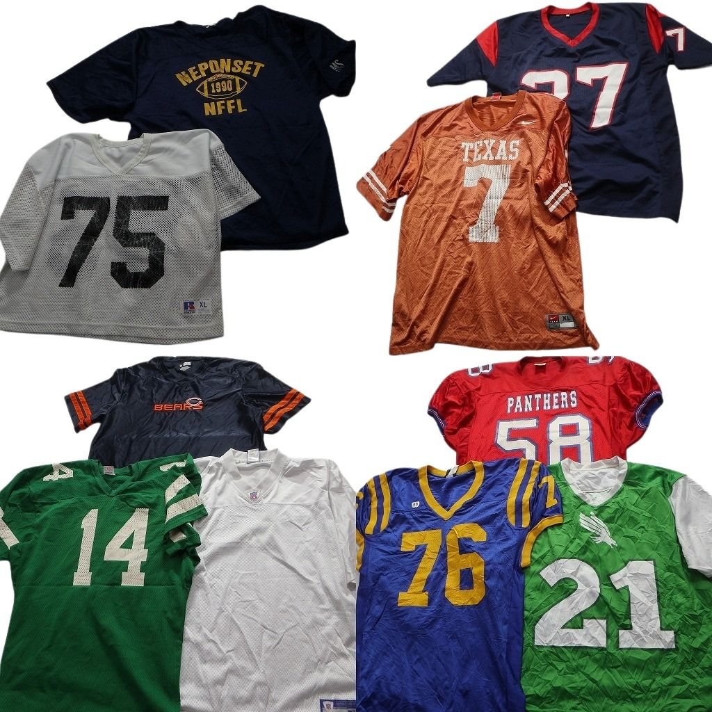 古着卸 アメフト ゲームシャツ ユニフォーム 10枚セット メンズ XL プロチーム NFL ナイキ ラッセル 古着 NA6256