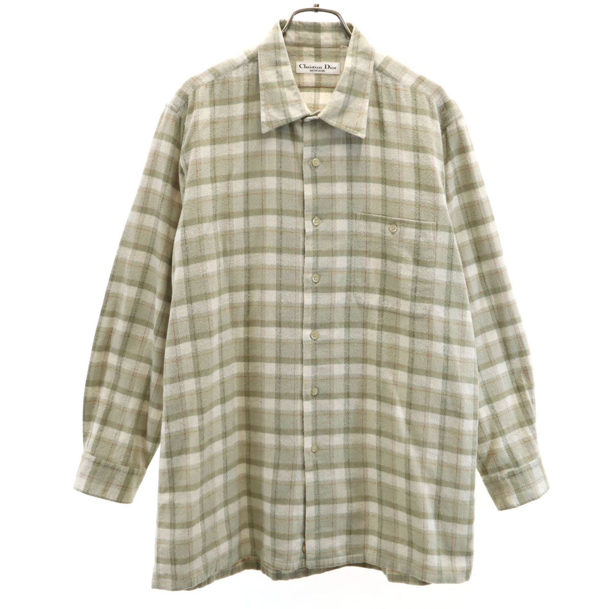 古着 90's クリスチャンディオール ムッシュ ネルシャツ 無地ネル 古着 90's クリスチャンディオール ムッシュ ネルシャツ 無地