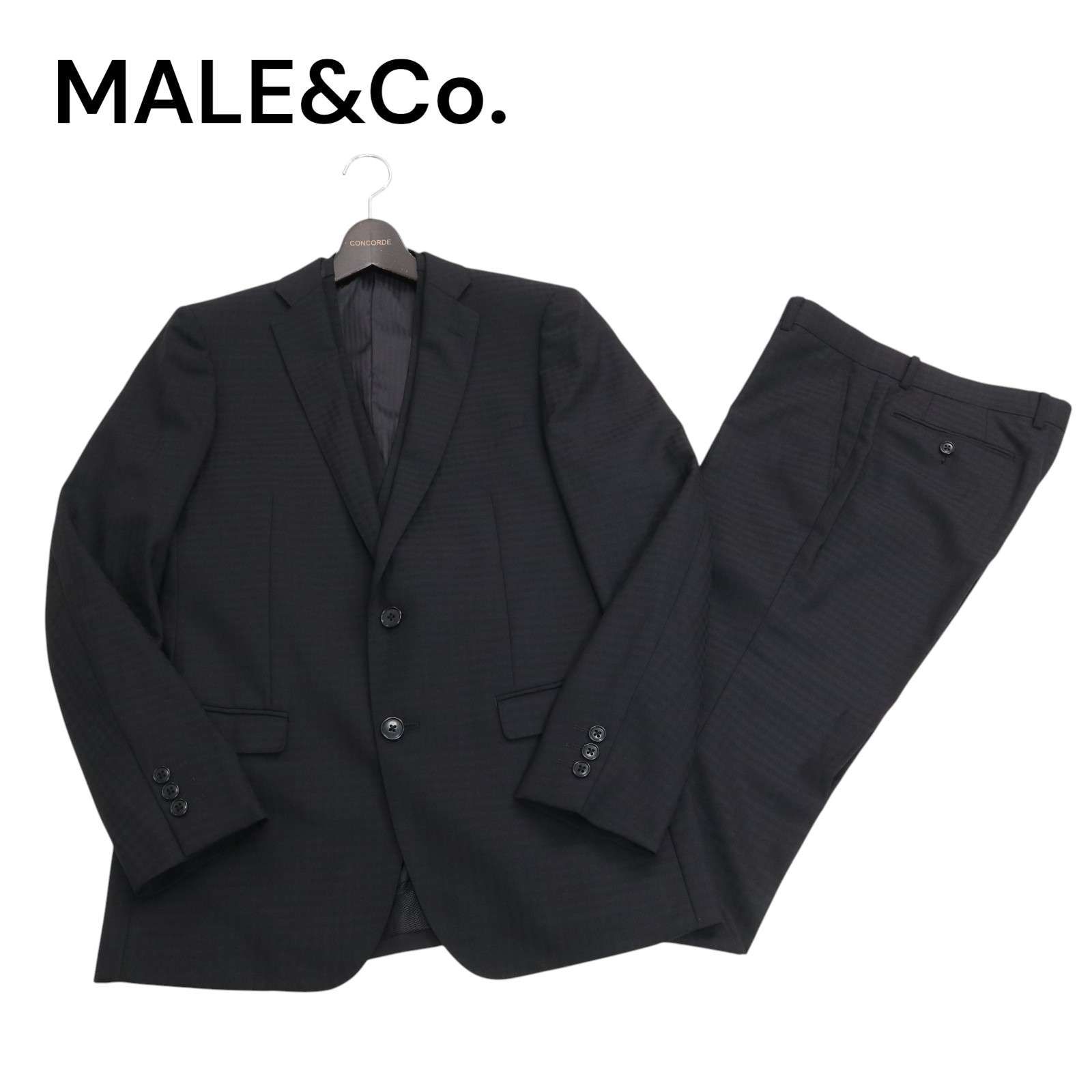 MALE-Co. タカキュー 通年 Dr.Suit シャドーチェック 3ピース セットアップ スーツ Sz.Y6 メンズ 黒 ビジネス