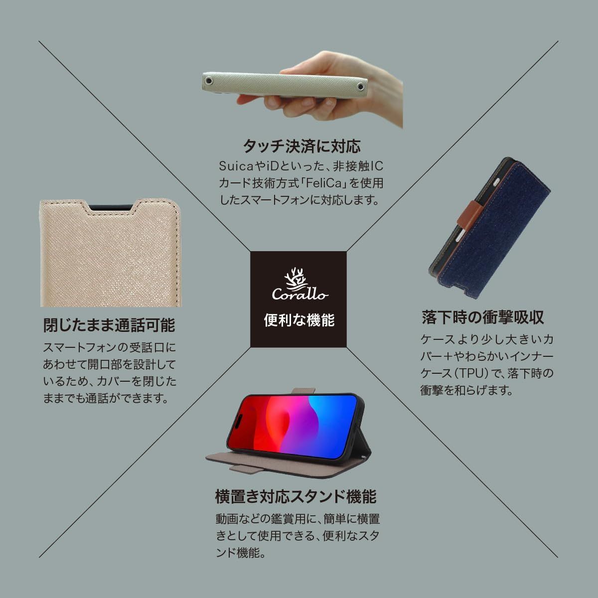 スマホケース 手帳型 販売 felica