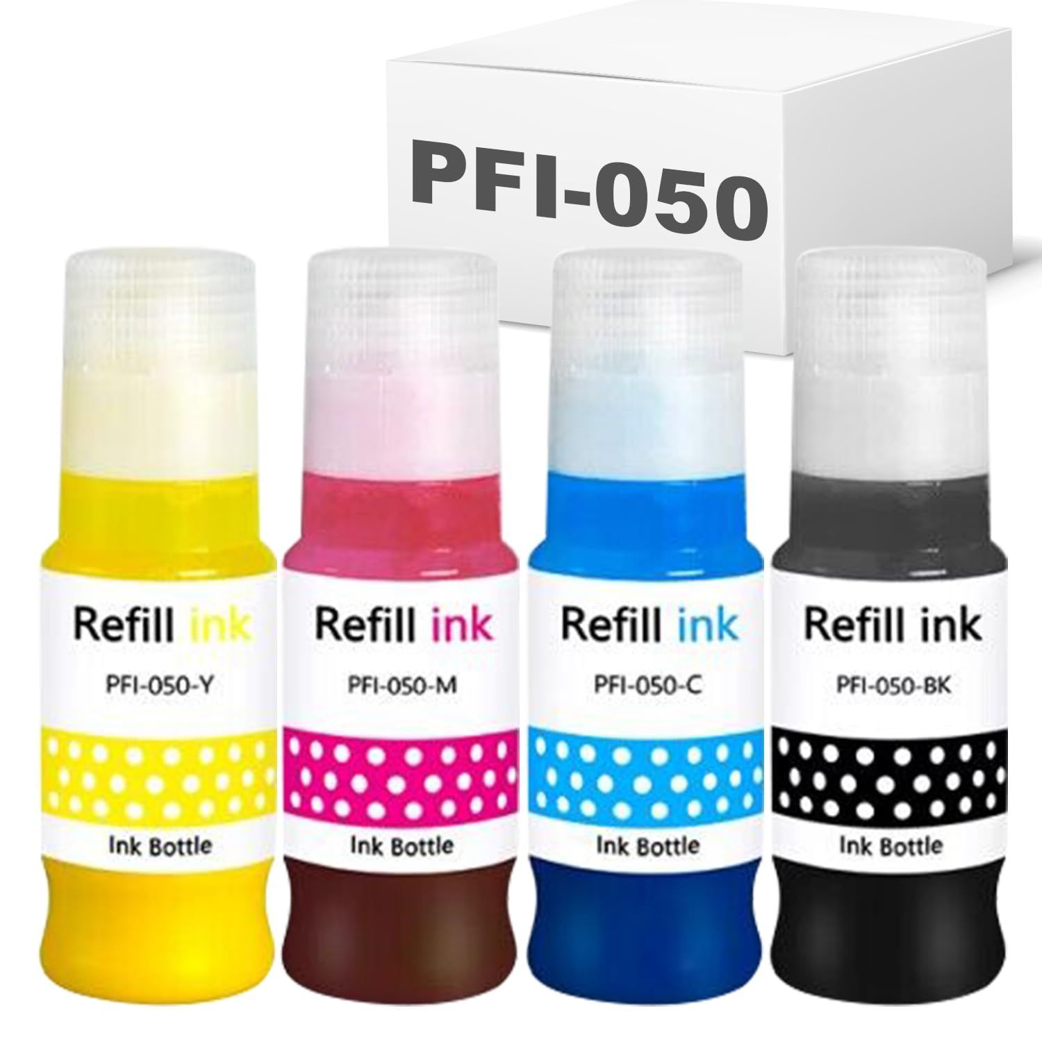 【BAALAND】キャノン用 PFI-050 PFI-050BK PFI-050C PFI-050M PFI-050Y 4色セット 顔料 70ML 互換インクボトル 対応機種：Canon ImagePrograf TC-20 TC-20M