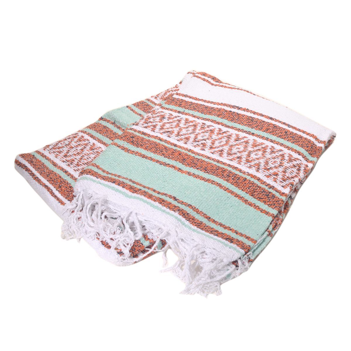 アースラグズ(EARTH RAGZ)ストライプファルサ メキシカンブランケット Striped Blanket Falsa Mexicana[約180×122cm]MINT/ORANGE