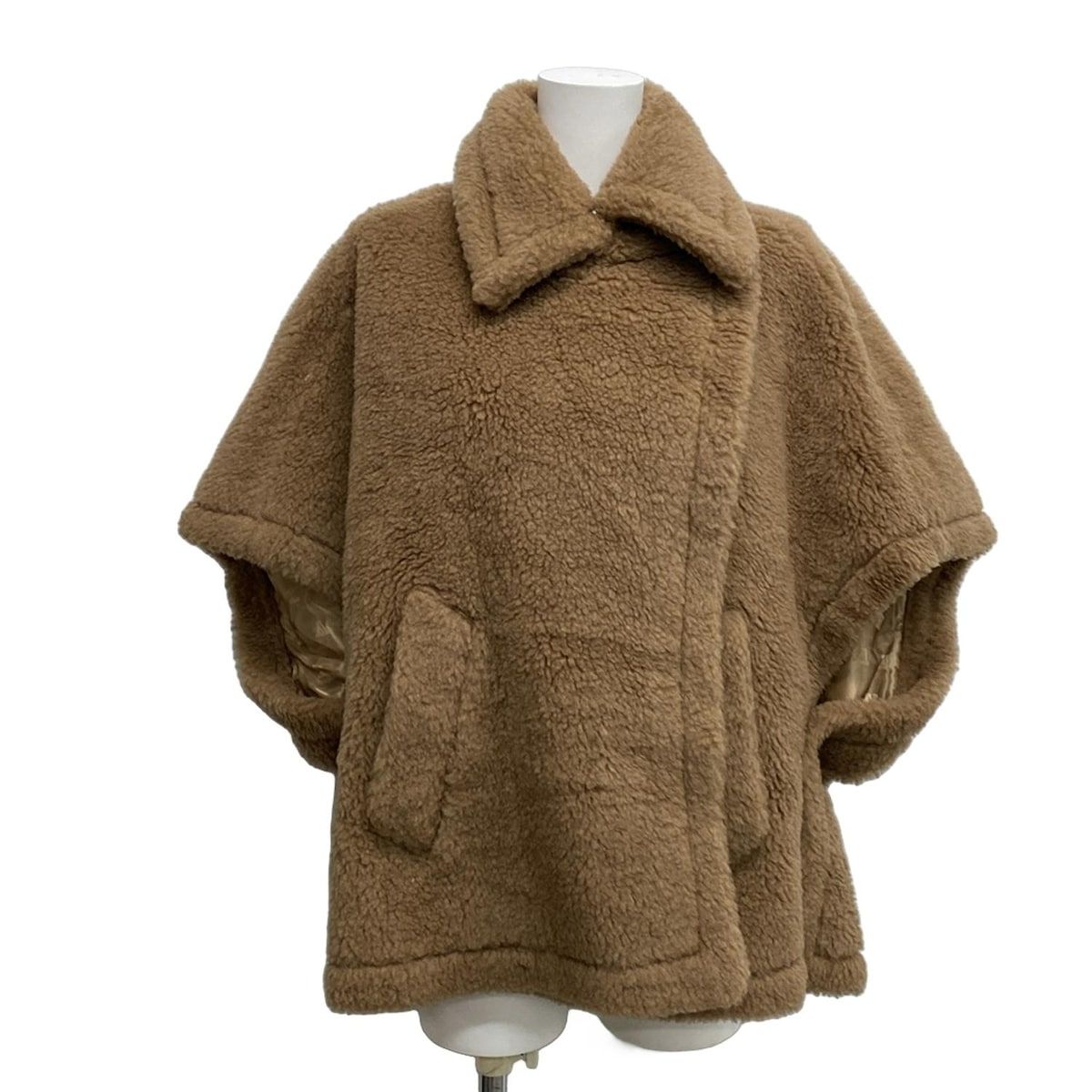 Max Mara マックスマーラ ポンチョ サイズUNICA レディース テディベア ケープ|TEBE 2424736072 ブラウン 冬 シルク