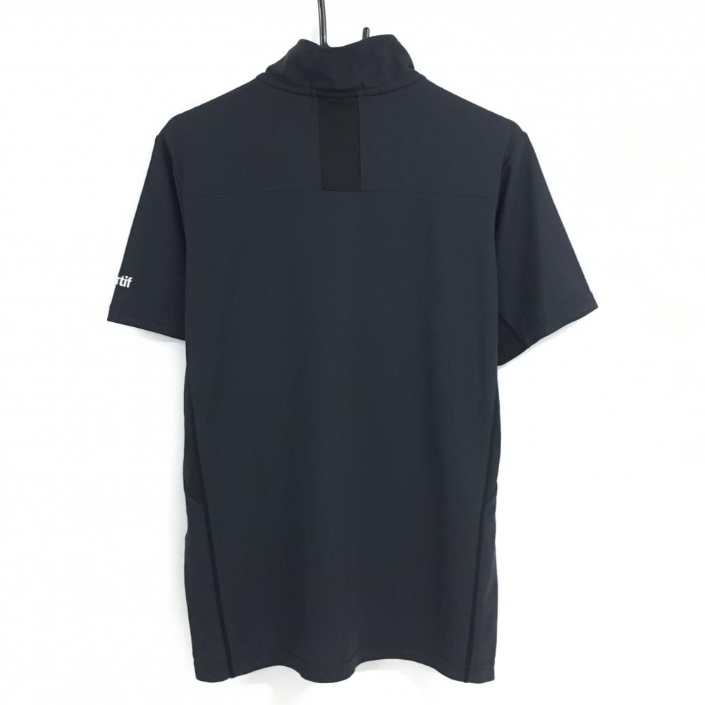 美品】ルコック 半袖ハイネックシャツ ダークネイビー×黒 ハーフ
