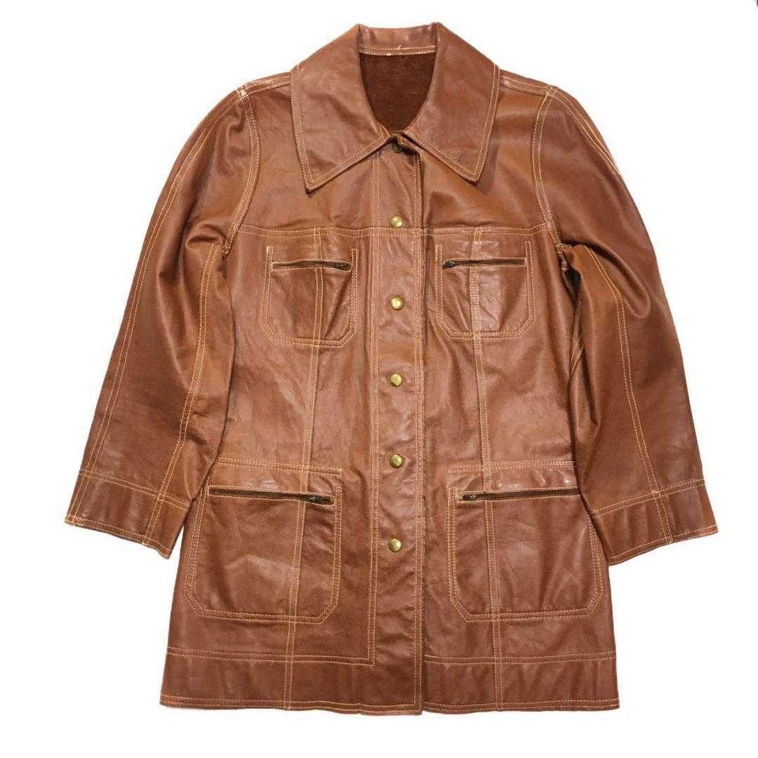 ジャケット 60s リバーシブル コート ロング丈 レザー ビンテージ 古着  