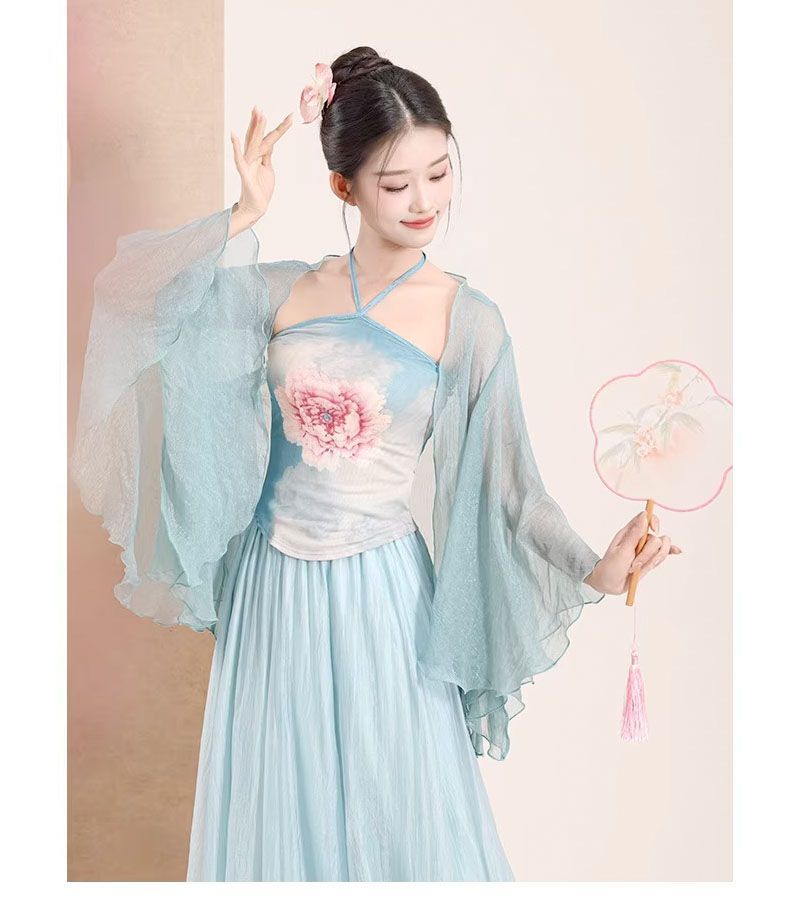 新品 社交ダンス 黒 紫 ツーピース セットアップ プリーツ 1478