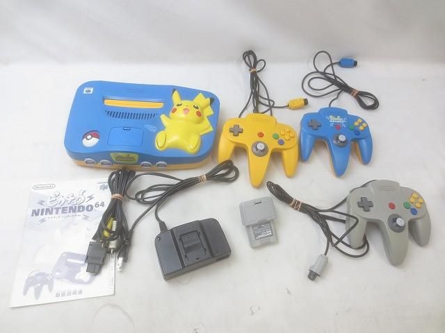 ゲーム NINTENDO 64 本体 NUS-101 ピカチュウ ブルー＆イエロー 動作品 周辺機器付き