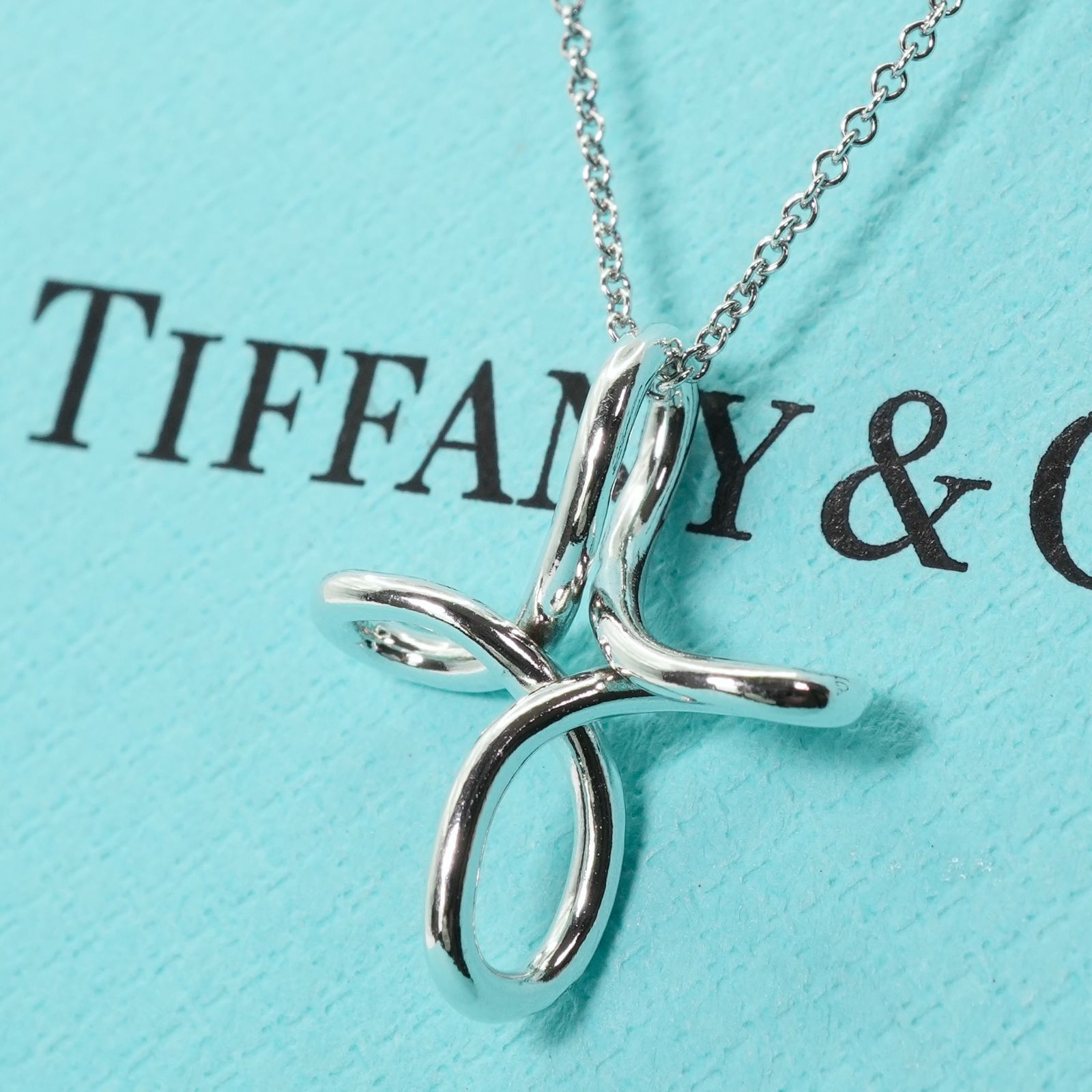 美品 Tiffany&Co. ティファニー オープンクロス シルバー ネックレス Tiffany & Co. - 【美品 社外チェーン】ティファニー オープン