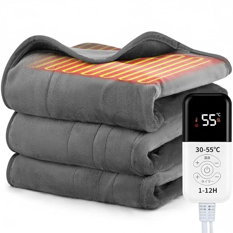 電気毛布 掛け敷き兼用 洗える 180×130cm ダブルサイズ 冬新モデル 30-55℃精密温度調節 1-12時間切タイマー 敷き 掛け 英国製両面フランネル ふんわりやわらか ピリング防止 1分速暖 ダニ対策 ひざ掛け 毛布 電気ブランケッ 0