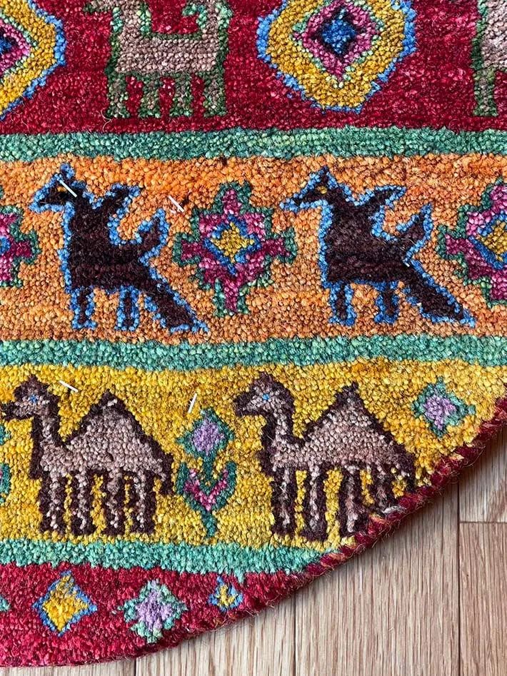 ギャッベ丸 ペルシャ 本物 手織りロリバフ サイズ 54\54cm 4827d7c9f60ebbf40ad802818e7fad