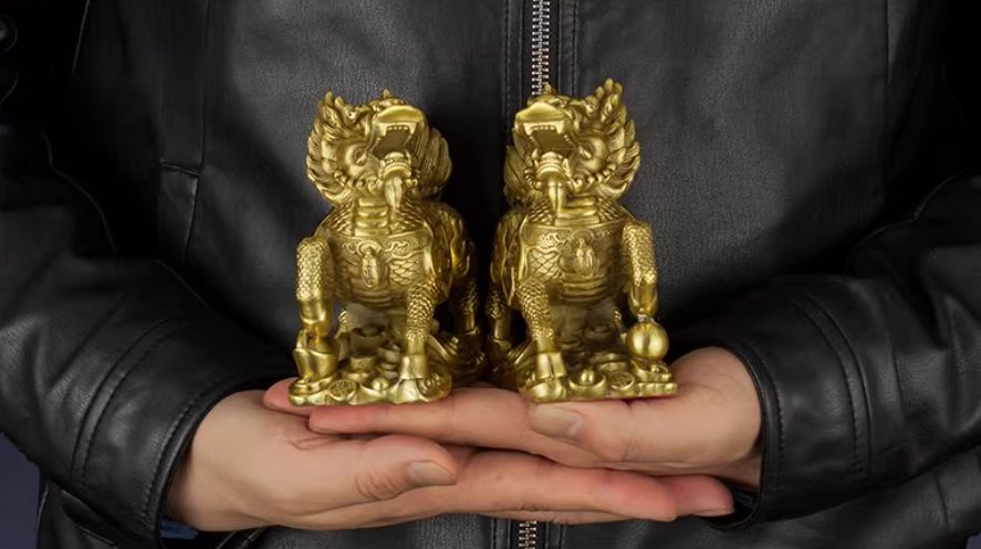 リビング銅麒麟置物