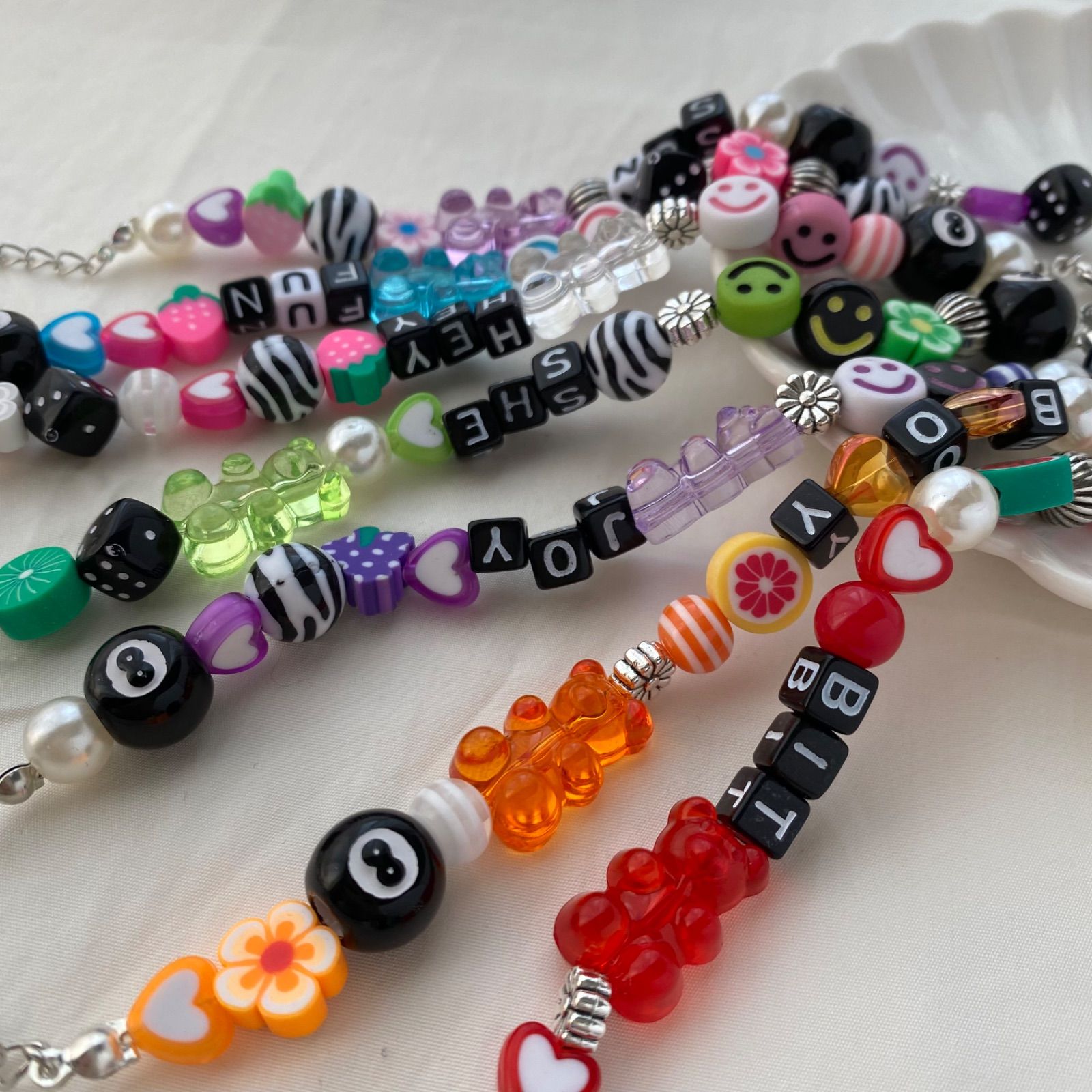 yy☆ブレスレット ストロベリークォーツ ビーズブレスレットYY ♪ 384