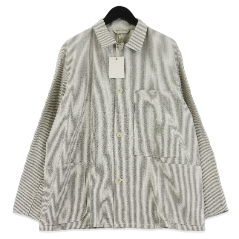 ♥ ULTERIOR アルテリア WASHI STRIPE COVERALL JKT ULBS26-GA117 和紙 ストライプ カバーオール BLACK ECRU 3 タグ付き 70016947