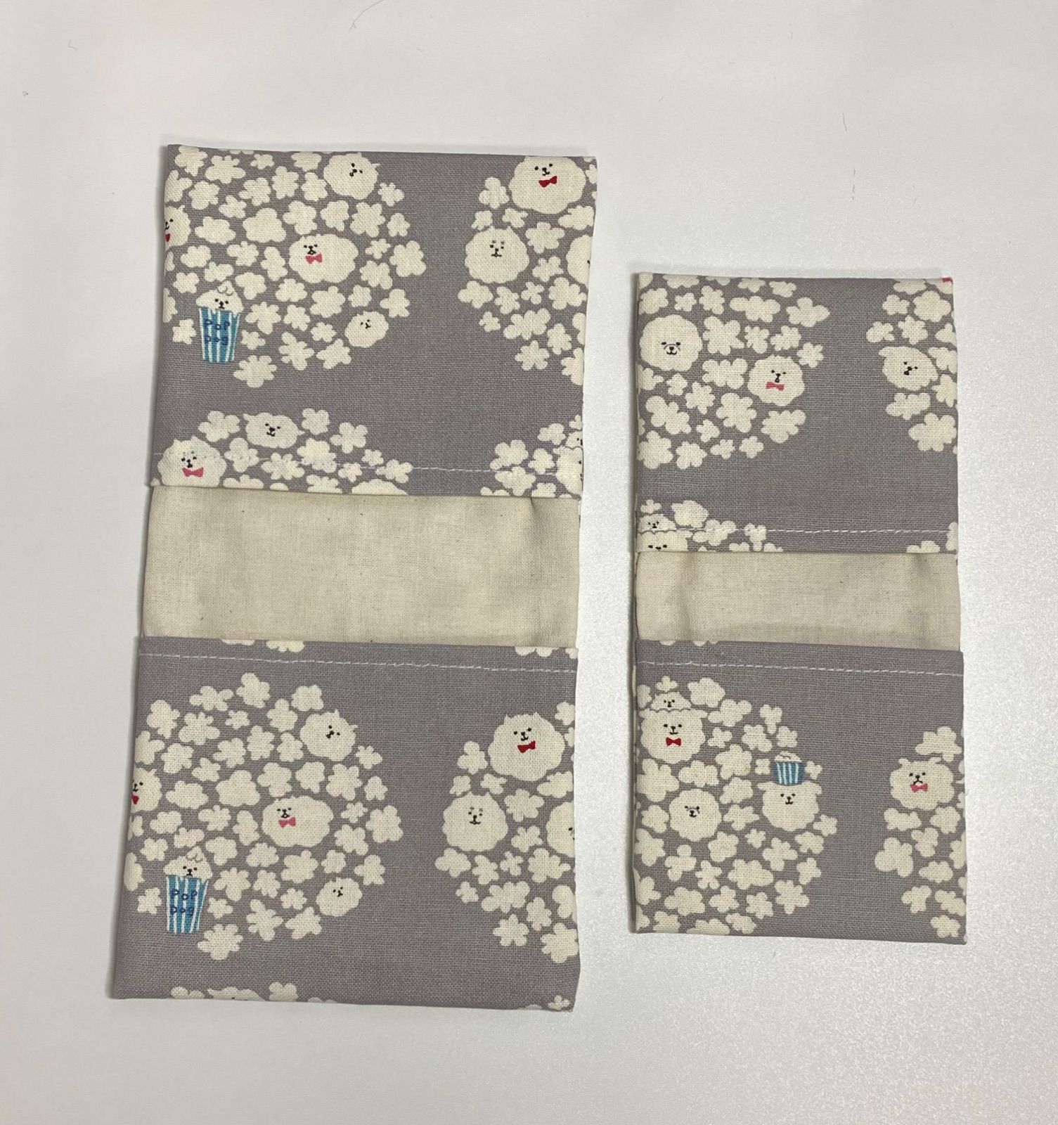 サニタリーケースxおりものシート ポップコーン犬 ハンドメイド グレー 紫陽花 - メルカリ