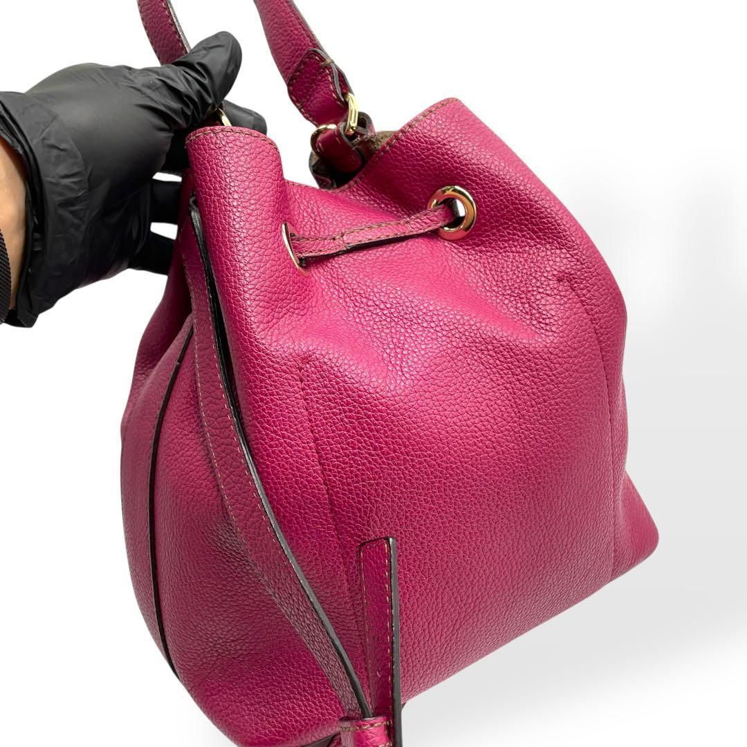 極美品●フルラ　コスタンザ　2way　ハンドバッグ　リボン　レザー　グレージュ 極美品○フルラ コスタンザ 2way ハンドバッグ リボン レザー