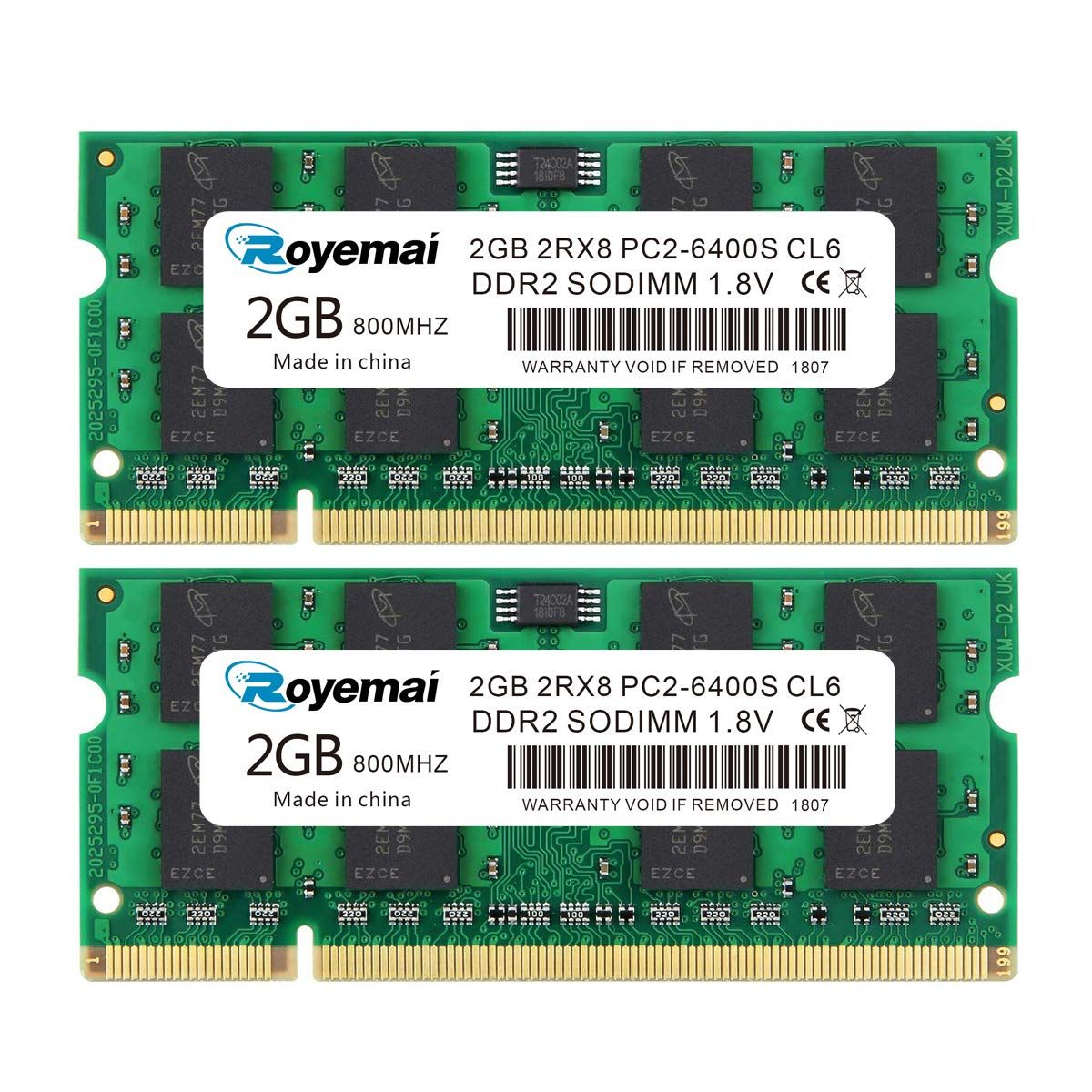 4GB 2x 2GB / 1GB PC2-6400S DDR2 800MHz SO-DIMM Notebook Memoria RAM Per
