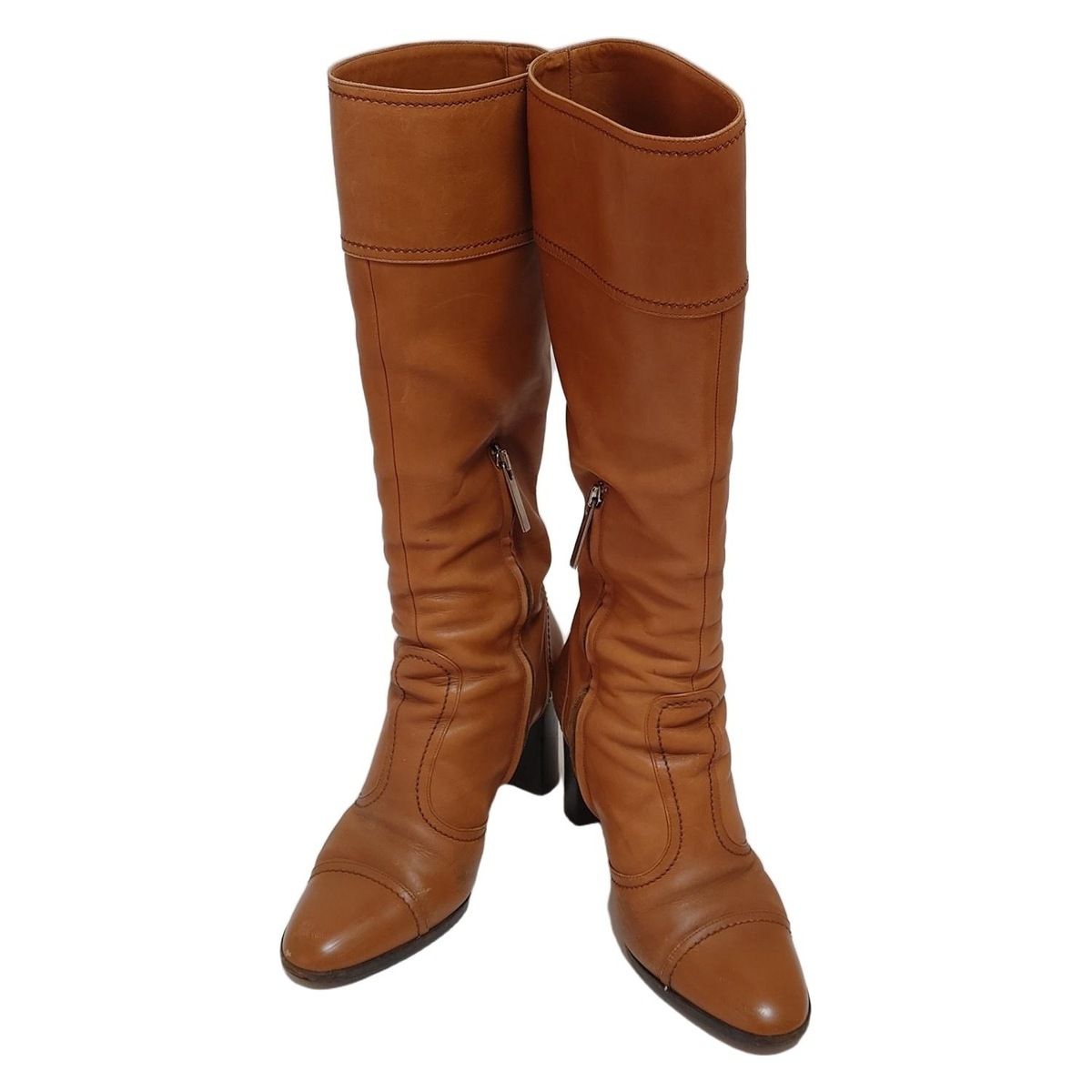 sergio rossi セルジオロッシ ロングブーツ 37 1 2 レディース - ライトブラウン アウトソール張替済 レザー
