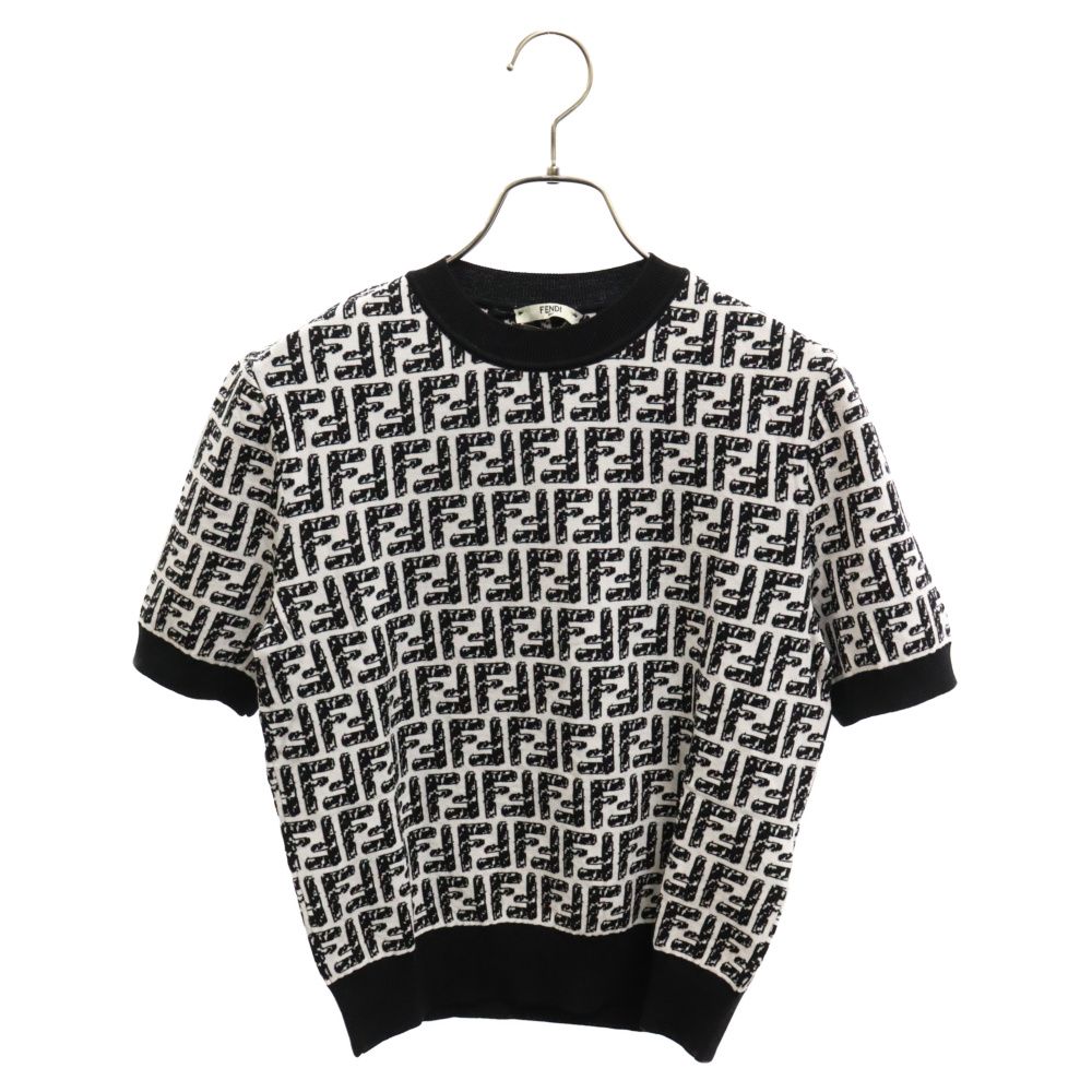 FENDI (フェンディ) FFロゴ 総柄ニット半袖Tシャツ カットソー