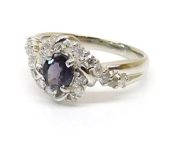 Pt900 天然ガーネット カラーチェンジタイプ 0.50ct □ ダイヤ