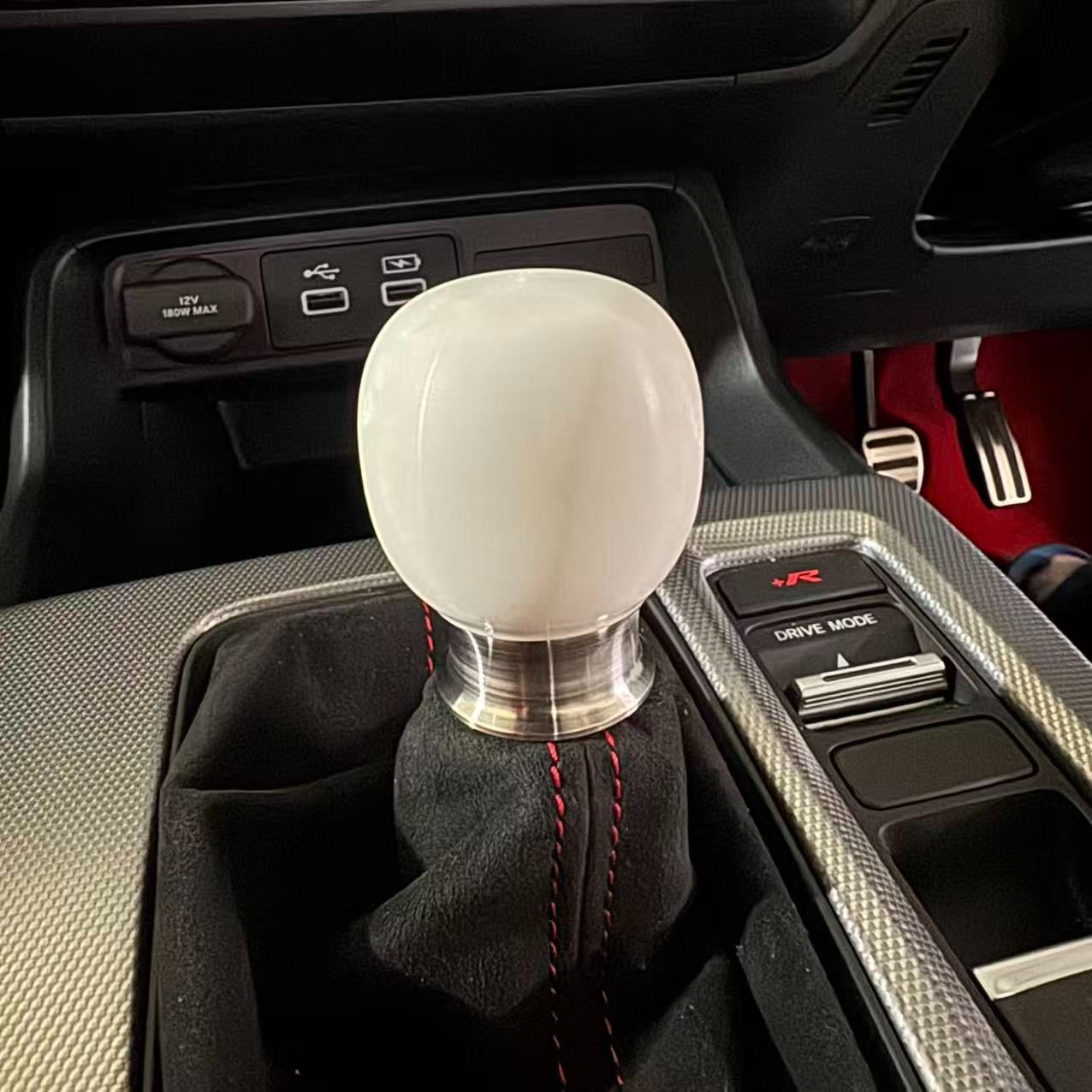 GK FACTORY ホンダ車用 TypeR FL5 シフトノブ 樹脂製 陶器ホワイト M10×1.5 マニュアル車対応 汎用タイプ ステンレス加重付き ショートストローク対応 カスタムパーツ 白 ノブ シフトレバー交換 ドレスアップ