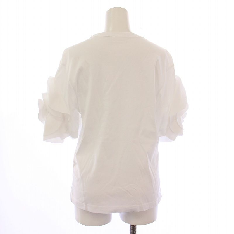 シーニュ Cygne Tシャツ カットソー 半袖 クルーネック ストレッチ フリル F 白 ホワイト /BB レディース シーニュ Cygne Tシャツ カットソー 半袖 クルーネック