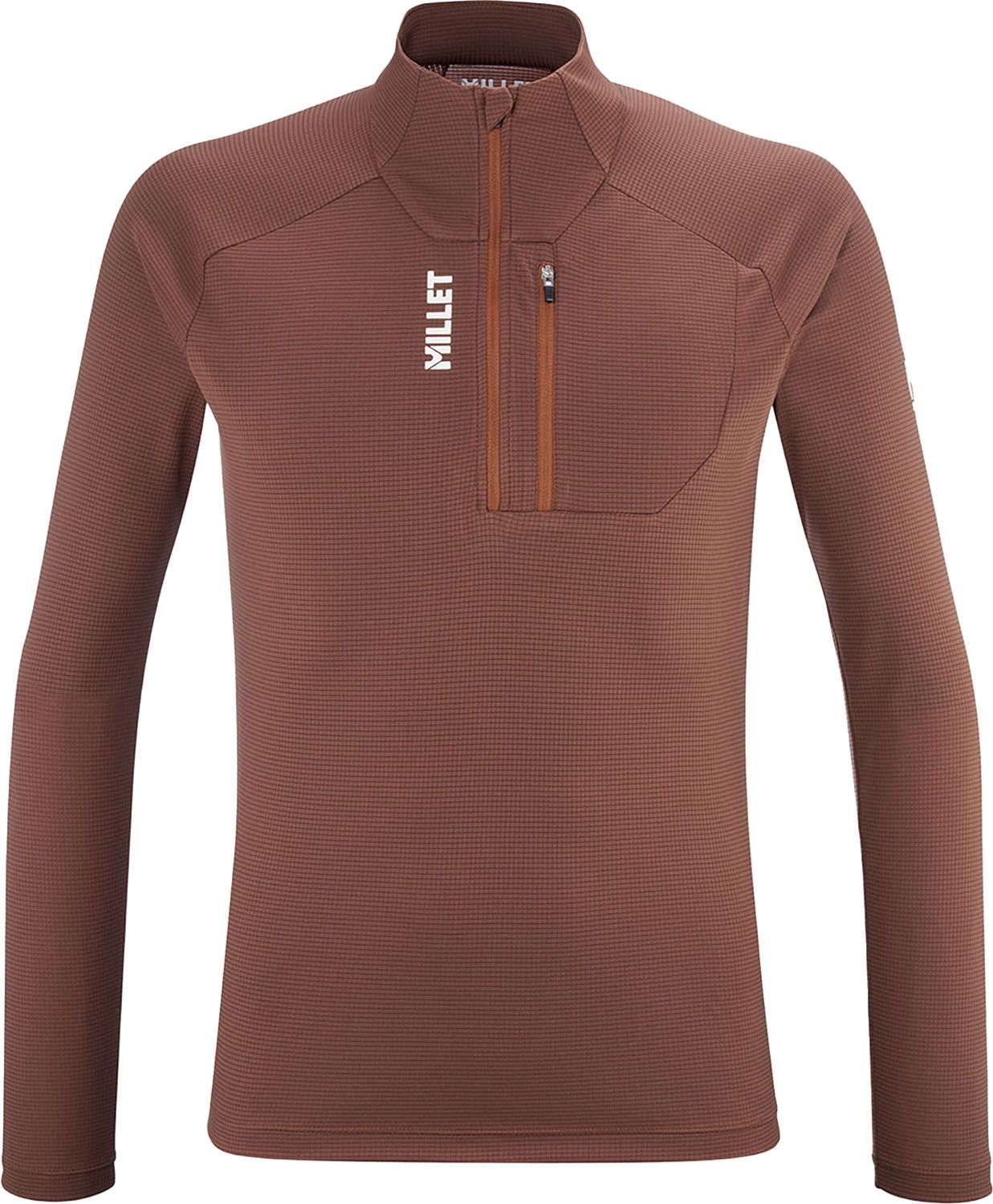 ミレー MILLET アウトドア KAMET TS ZIP LS M Tシャツ 軽量 吸汗速乾 耐久性 ポリエステル 運動性 換気しやすいハーフジップ 夏山登山 アクティビティ ラグランスリーブ MIV10454 N9928 CINNAMON