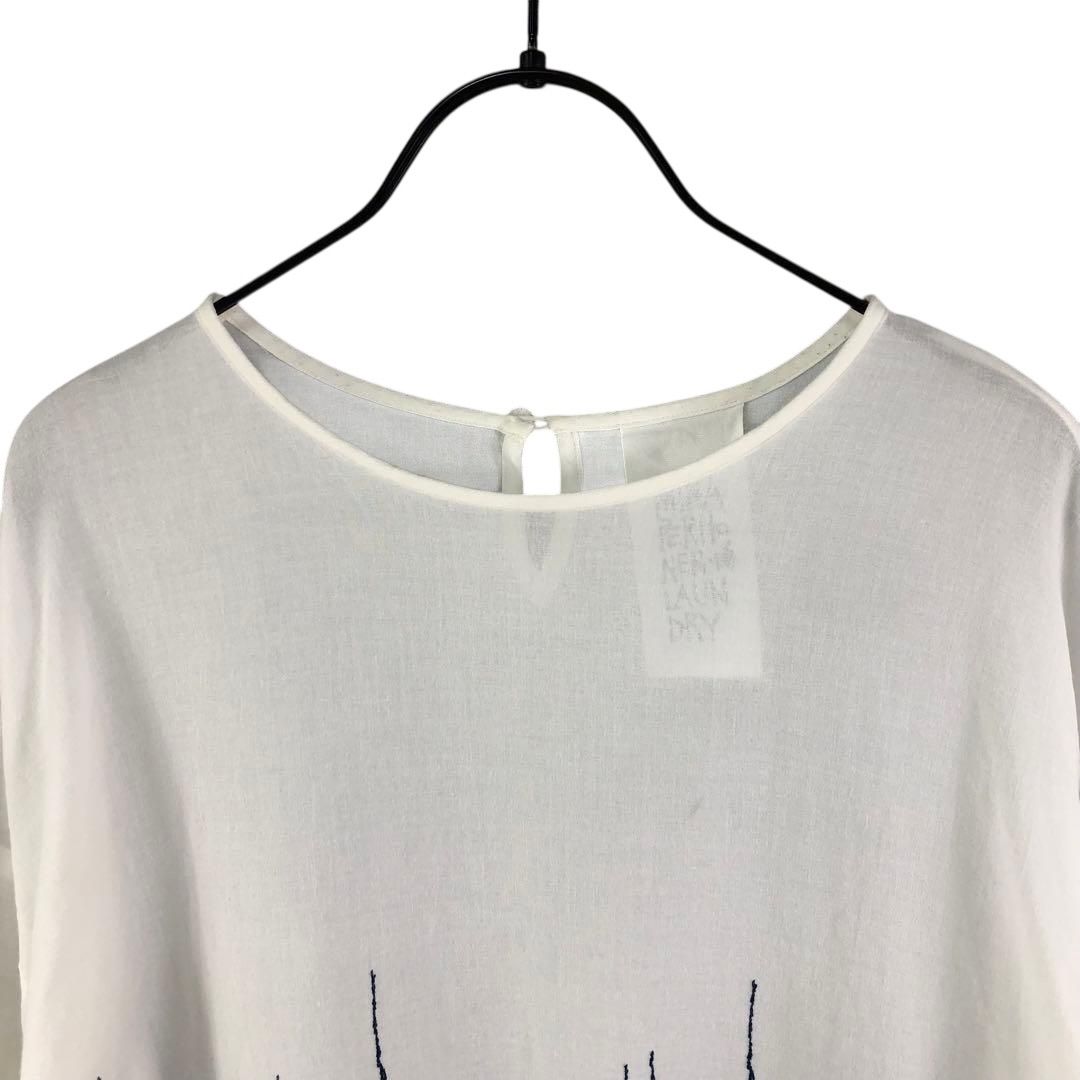  mina perhonen walts 刺繍 七分袖ブラウス 40 ホワイト 白 コットン エンブロイダリー ミナペルホネン 五分袖 七分袖 シャツ ブラウス